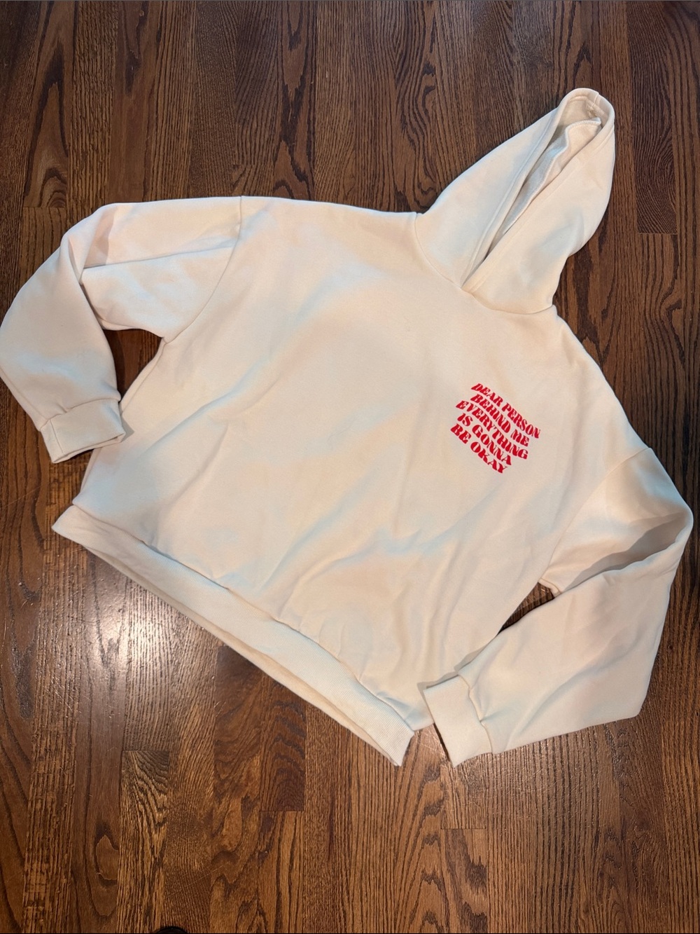 Edikted Cream Hoodie with Red inspirational Print